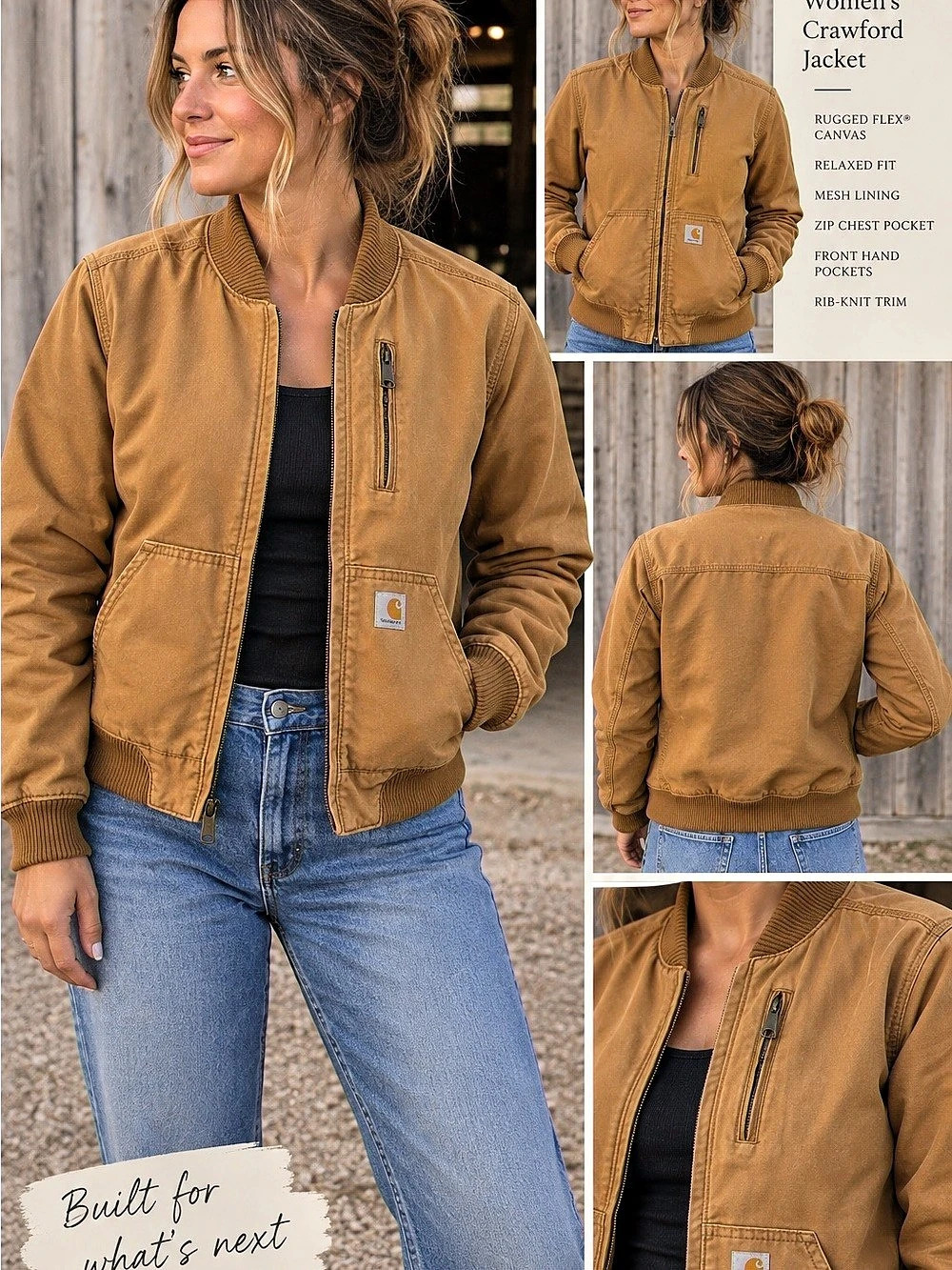 Carhartt Women’s Crawford Bomber Jacket M Carhartt Brown Rugged Flex 102524